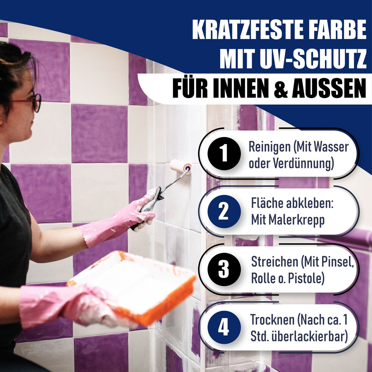 Hamburger Lack-Profi Fliesenlack Braunrot RAL 3011- hochdeckende Fliesenfarbe Rot - Hamburger Lack-Profi