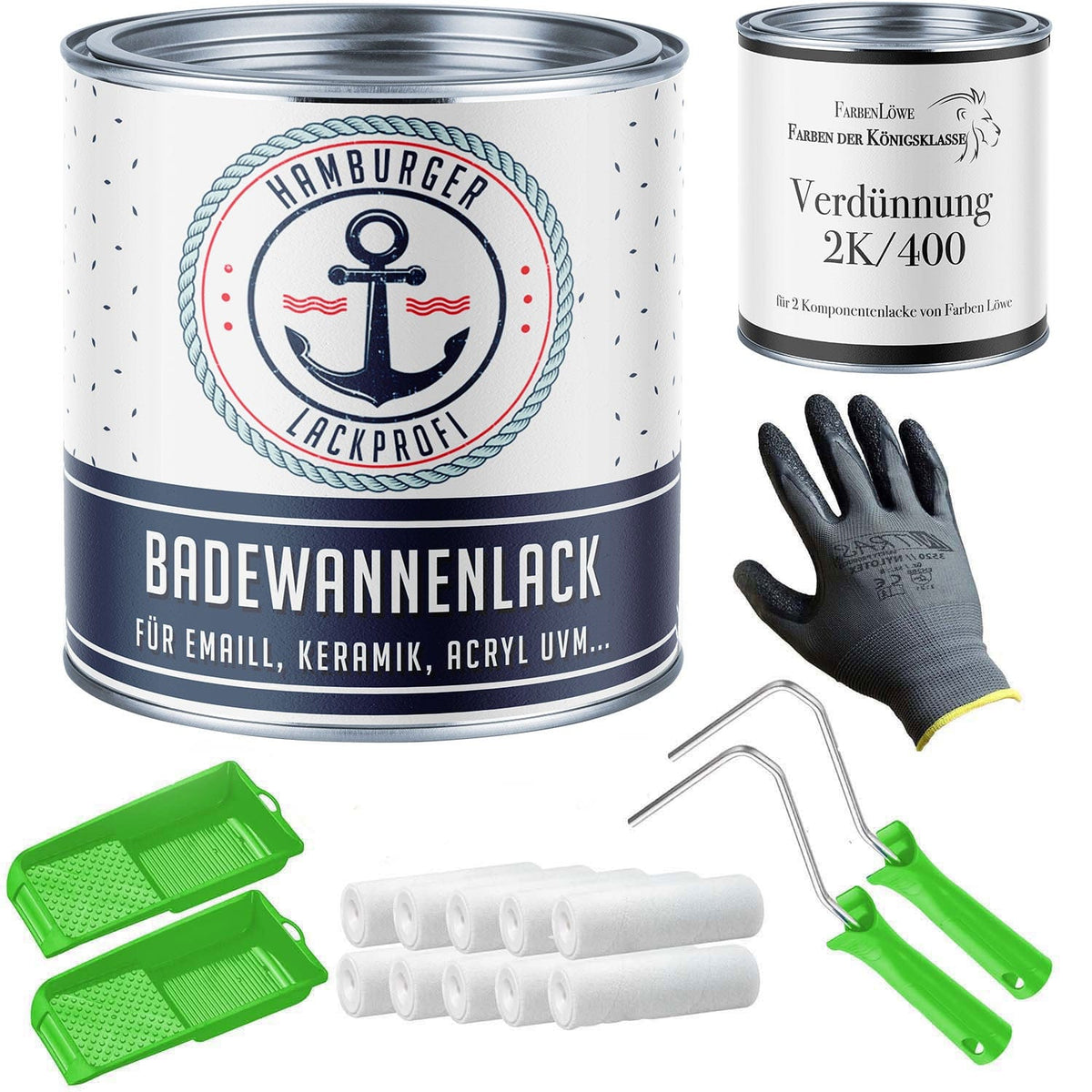 Peinture pour baignoire 2K Vert mousse RAL 6005 avec kit de peinture (X300) - Brillant / Satiné / Mat - Hamburger Lack-Profi
