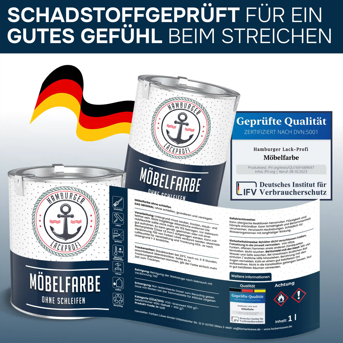 Möbelfarbe ohne Schleifen RAL 7039 Quarzgrau - Möbellack Hamburger Lack-Profi - Hamburger Lack-Profi