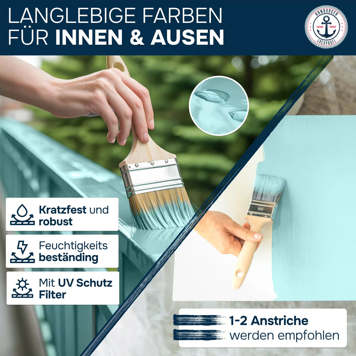 Möbelfarbe ohne Schleifen RAL 6026 Opalgrün - Möbellack Hamburger Lack-Profi - Hamburger Lack-Profi