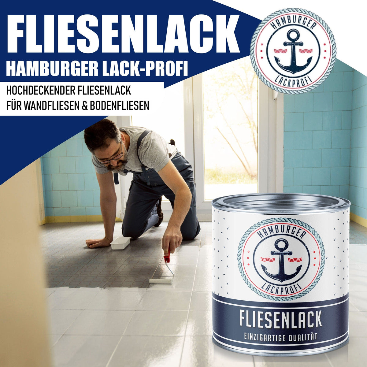 Peinture pour carrelage Bleu clair RAL 5012 avec kit de peinture (X500) - Hamburger Lack-Profi, Image 2