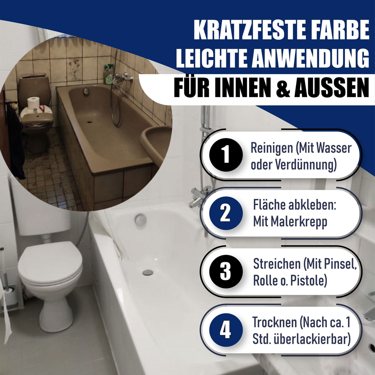 Peinture Baignoire 2K Vert bleu RAL 6004 - Brillant / Satiné / Mat - Hamburger Lack-Profi
