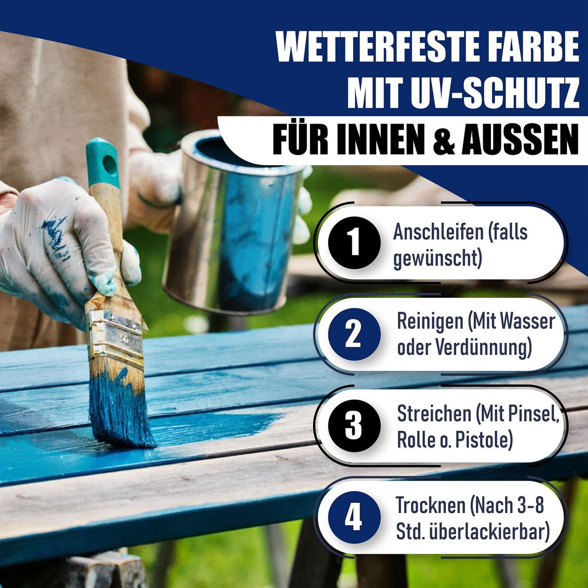 Peinture polyuréthane bois RAL 7000 Gris petit-gris - Peinture de protection contre les intempéries - Hamburger Lack-Profi