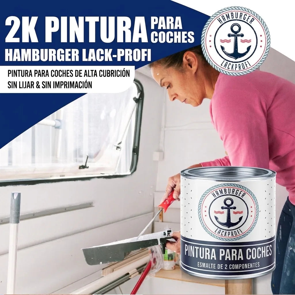 Peinture voiture 2K Gris fenêtre RAL 7040 - Haute couvrance & anti-rouille - Hamburger Lack-Profi