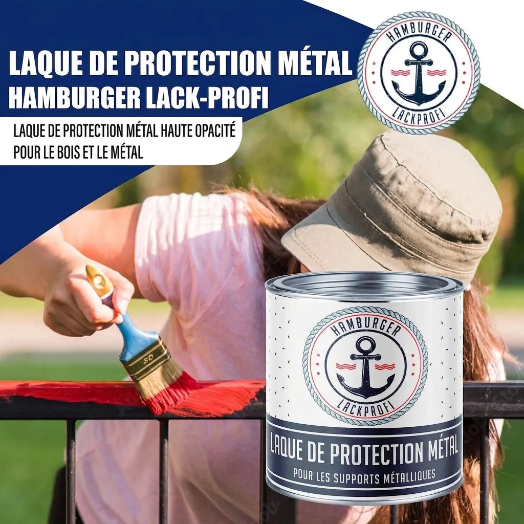 Laque de protection pour métal Vert jaune RAL 6018 avec kit de peinture (X300) et diluant (1 L) - Offre spéciale -30 % - Hamburger Lack-Profi