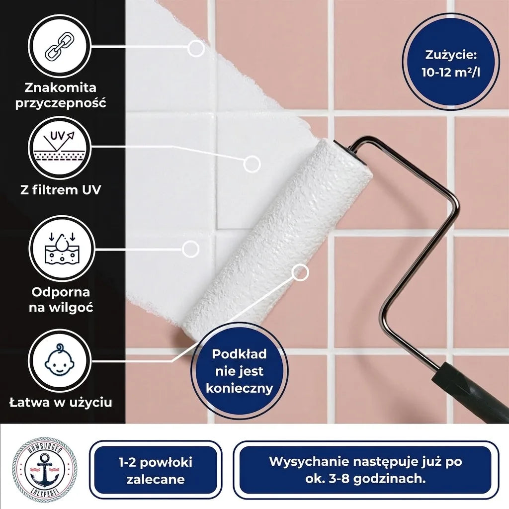 Hamburger Lack-Profi Fliesenlack Moosgrün RAL 6005 - hochdeckende Fliesenfarbe Grün - Hamburger Lack-Profi