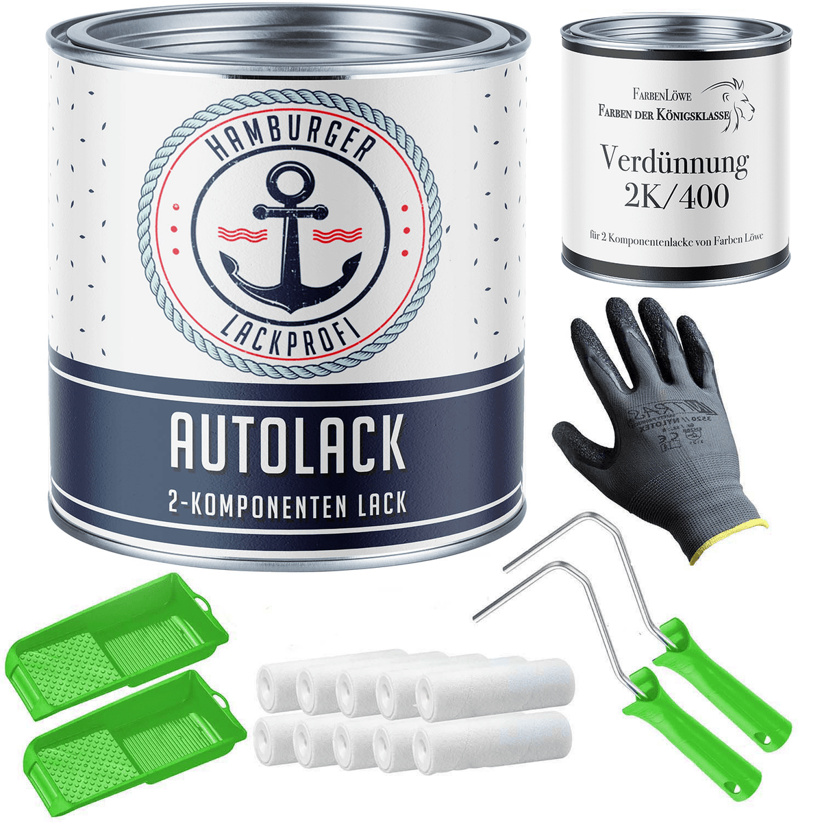 2K Autolak in Rietgroen RAL 6013 met schildersset (X300) - Hamburger Lack-Profi