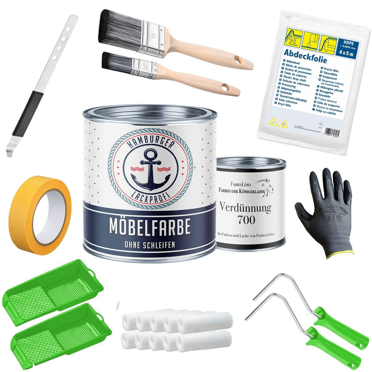 Meubelverf zonder schuren RAL 3004 Purperrood - Meubellak met schildersset (X500) - Hamburger Lack-Profi