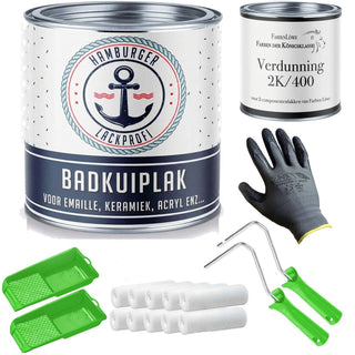 2K Badkuiplak Mosgrijs RAL 7003 met schildersset (X300) - Hoogglans / Zijdemat / Mat - Hamburger Lack-Profi