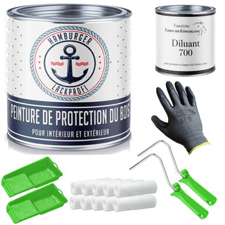 Peinture de protection du bois PU RAL 1024 Jaune ocre - Peinture résistante aux intempéries avec kit de peinture (X300) - Hamburger Lack-Profi